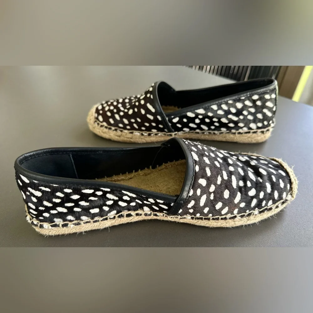 Tory Burch McKenzie Pony Print Leather and‎ Calf Hair Espadrilles - Size 7.5